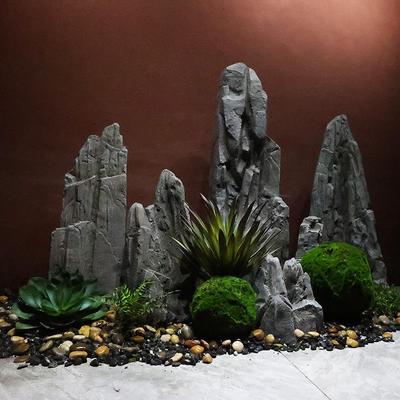 仿真玻璃钢石头摆件室内石块造景庭院花园装饰岩石假山景观假石头
