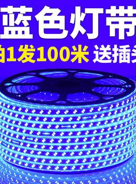 220V蓝色灯条超高亮天花吊顶KTV招牌灯箱装饰长条灯蓝光LED灯带