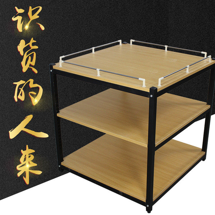 超市牛奶堆头货架三层钢木食品油展示架饮料矿泉水地堆促销台