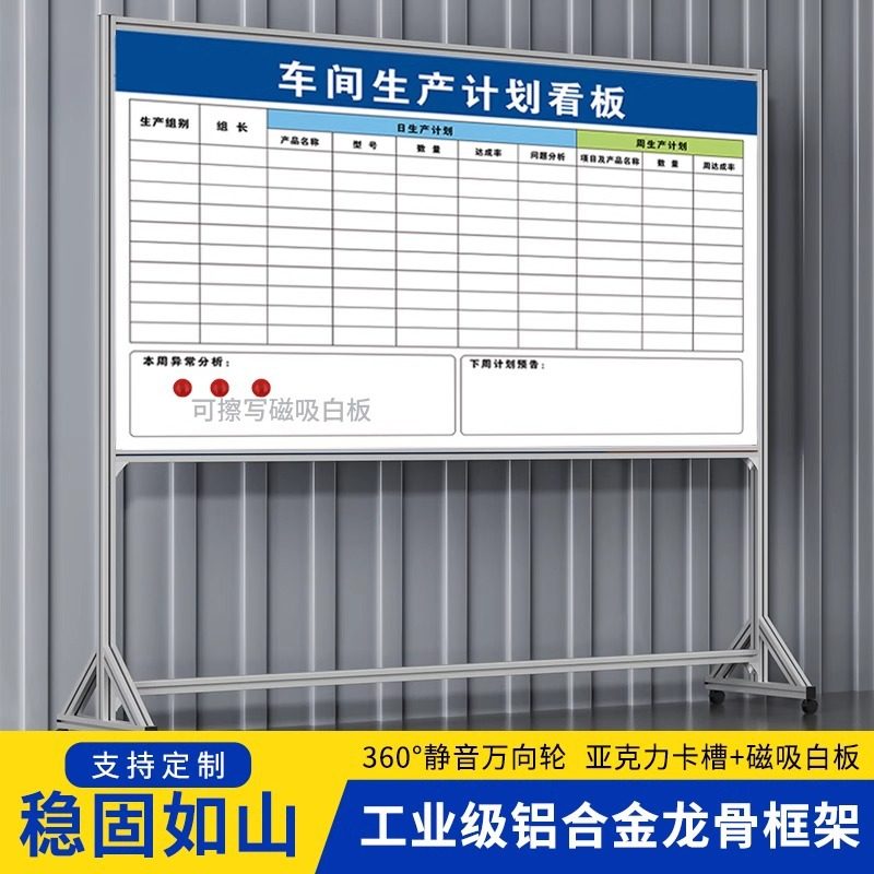 定制6S车间生产计划看板展示架铝合金安全标牌管理可移动白板,文具电教/文化用品/商务用品,白板,淘宝优惠券,粉丝福利购,淘宝优惠卷