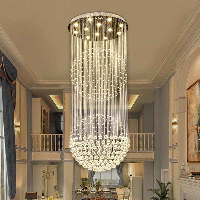 复式楼水晶大吊灯旋转楼梯吊灯别墅客厅酒店大堂楼梯间圆球吊线灯,家装灯饰光源,LOFT/复式住宅/楼梯吊灯,淘宝优惠券,粉丝福利购,淘宝优惠卷