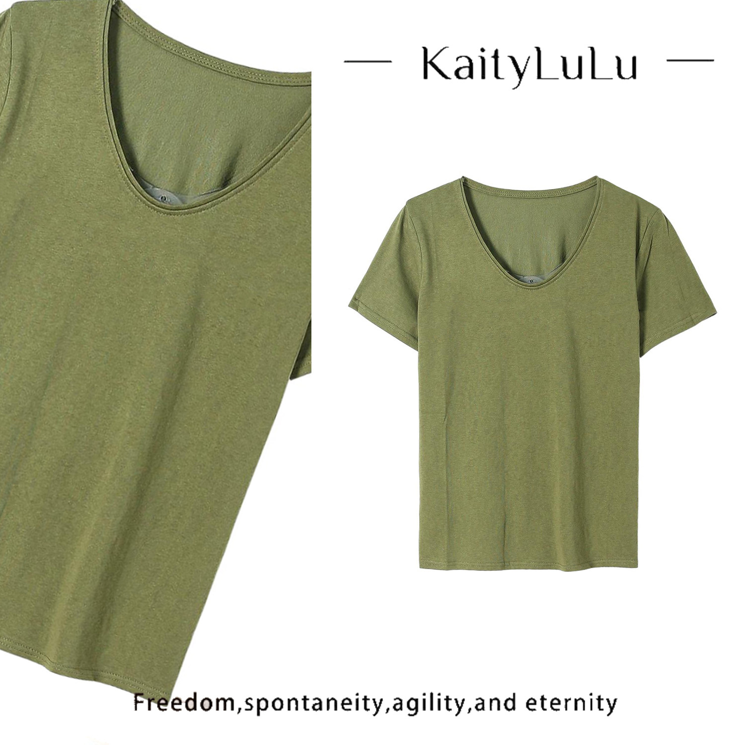 KaityLuLu【吸引力】 简约百搭套头短袖KT528D005