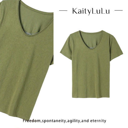 KaityLuLu【吸引力】 简约百搭套头短袖KT528D005