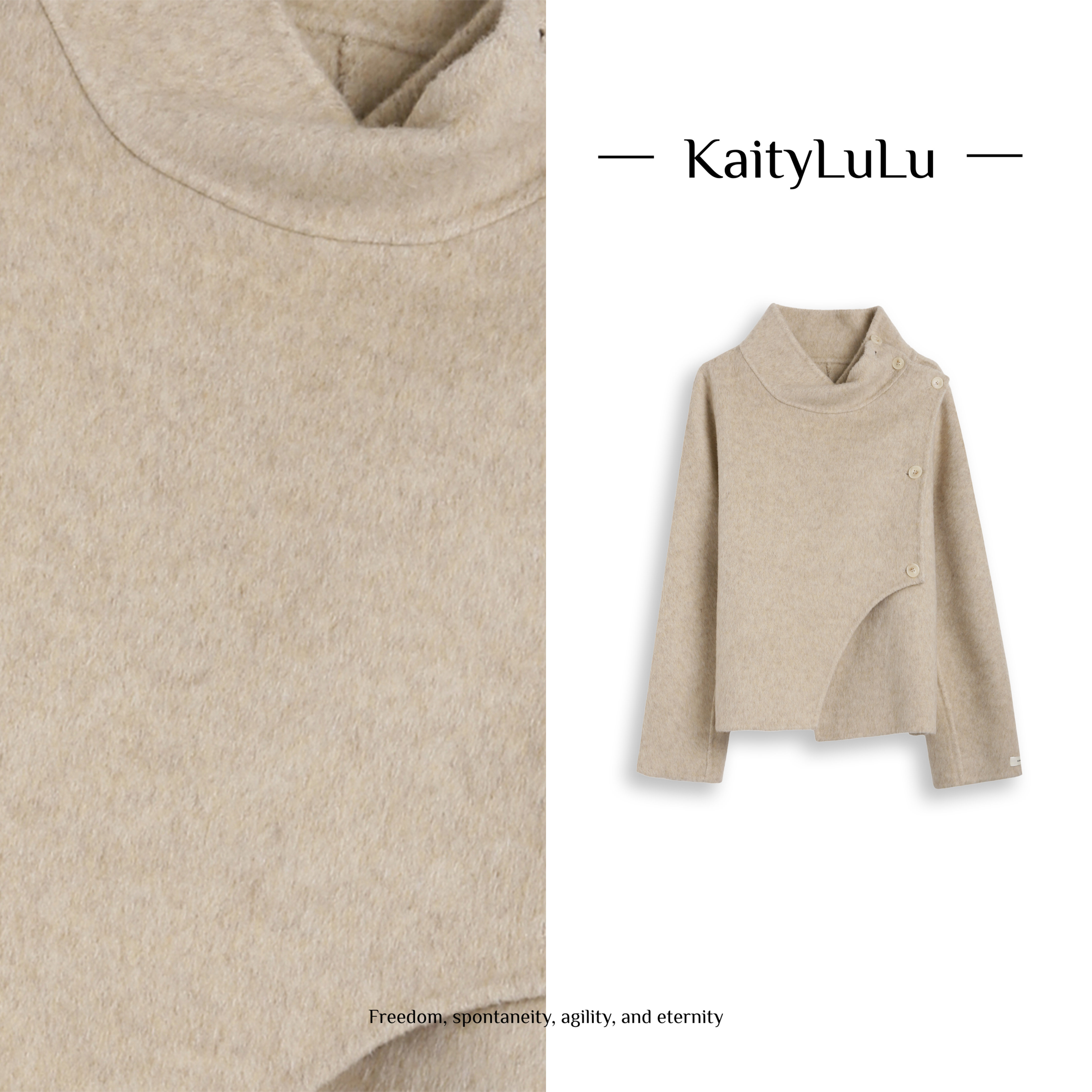 KaityLuLu【静谧热岛】 小众设计斜扣短款外套KL113X009,女装/女士精品,旗袍,淘宝优惠券,粉丝福利购,淘宝优惠卷