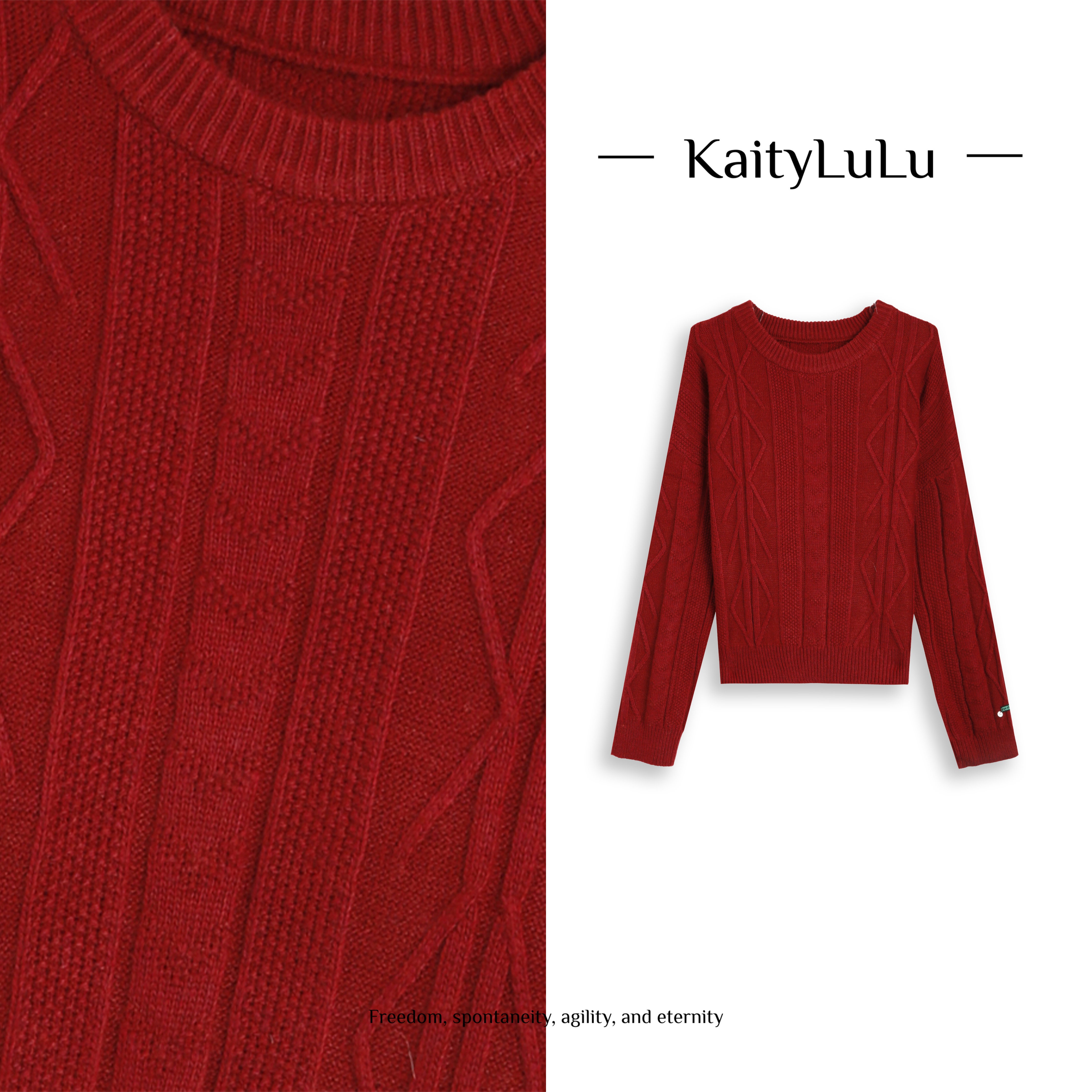 KaityLuLu【温柔可露丽】 百搭麻花针织套头上衣KL113W036,女装/女士精品,旗袍,淘宝优惠券,粉丝福利购,淘宝优惠卷
