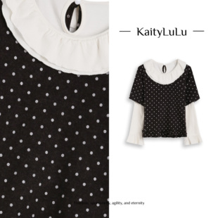 KaityLuLu 波点甜美拼接设计上衣KL1220X116 艺术家