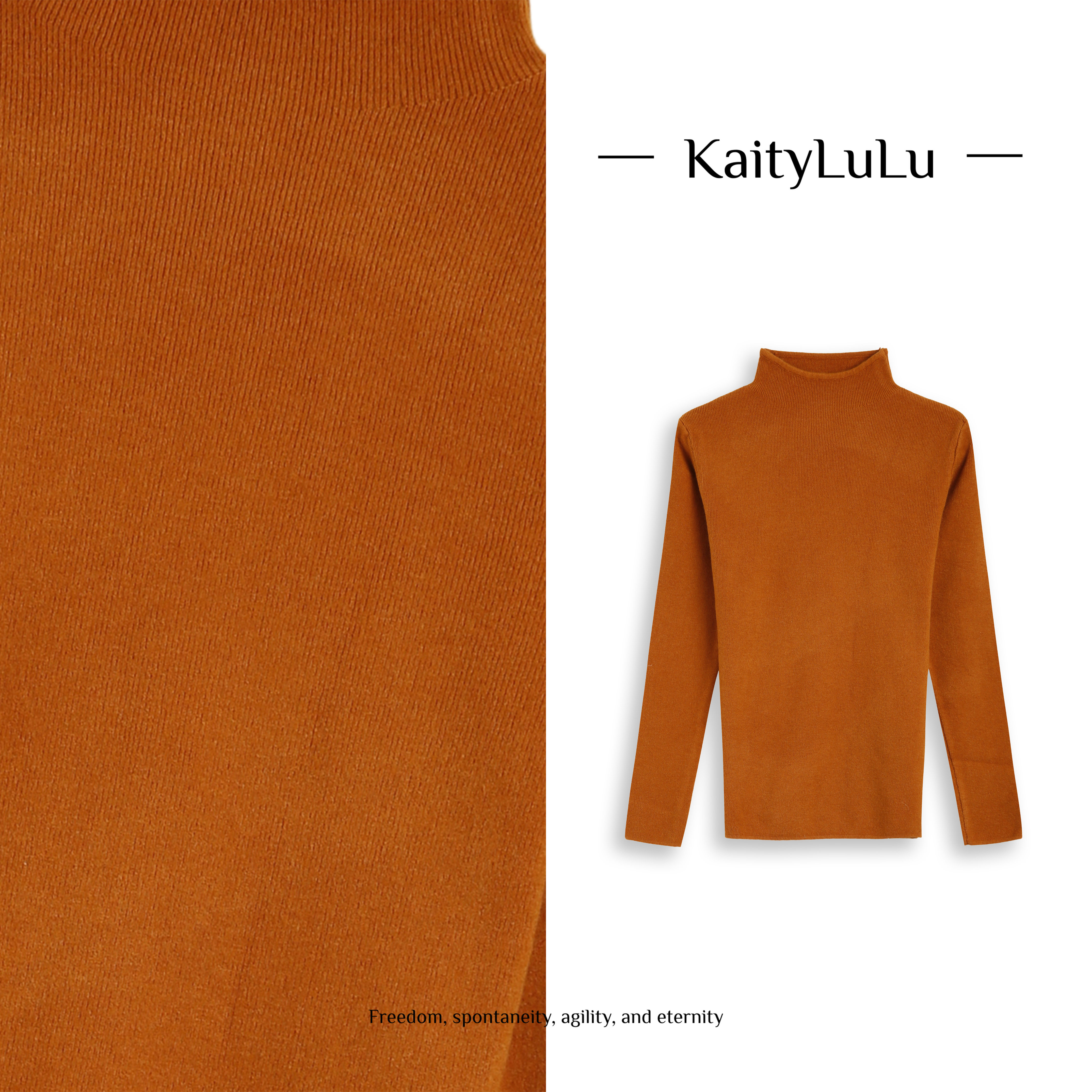 KaityLuLu【搭配天菜】 简约百搭小高领打底针织衫KL1220D087