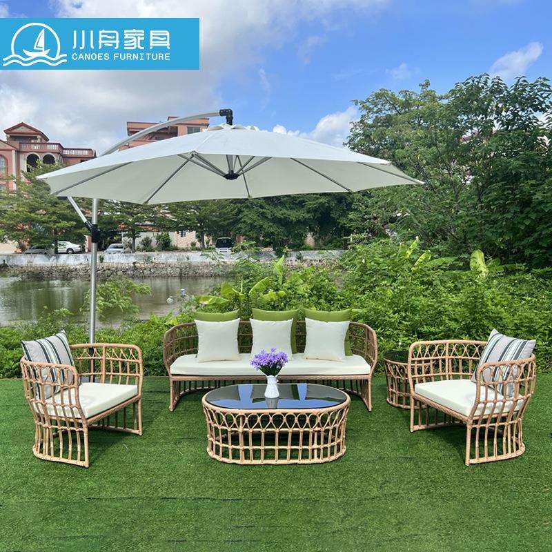 东南亚户外家具庭院民宿别墅度假村藤竹沙发室外防水防晒藤椅茶几