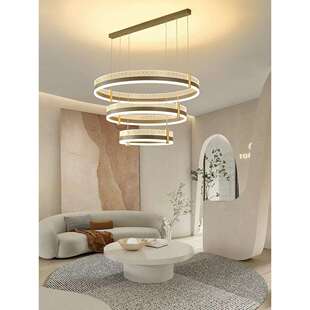 极简轻奢北欧吊灯创意轻奢圆环客餐厅现代主卧室房间大气LED灯饰