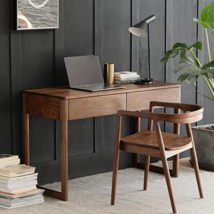 北美黑胡桃木书桌 实木写字台 北欧书房电脑桌