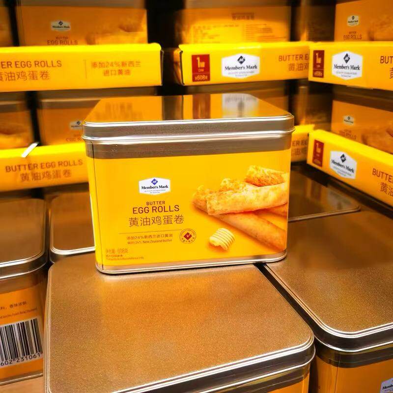 山姆进口黄油鸡蛋卷 饼干香浓酥脆铁罐礼盒装 608g会员店正品代购
