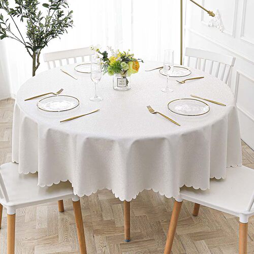 家用PVC加厚防水防烫防油免洗圆形餐桌布酒店饭店台布大圆桌布艺
