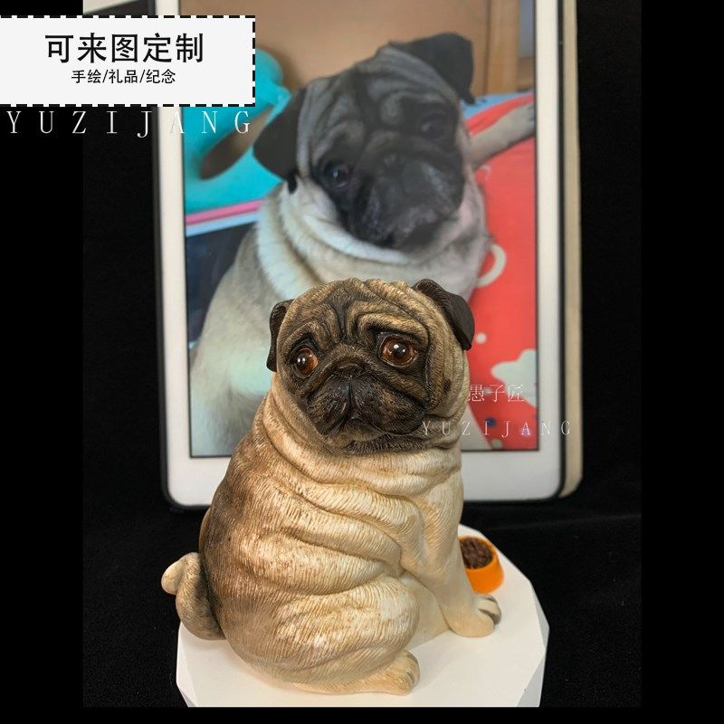 汽车车载出风口巴哥狗狗装饰来图定制扩香石纯手绘饰品创意礼品