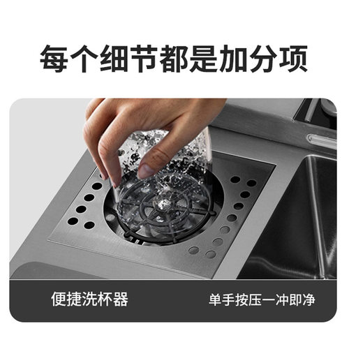 飞雨瀑布水槽不锈钢洗杯器厨房阶梯式大单槽厨房家用洗菜盆洗碗槽