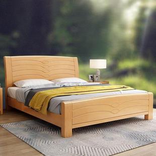 榉木实木床工厂直销1.8米中式全实木双人床1.5m高箱储物1米2儿童