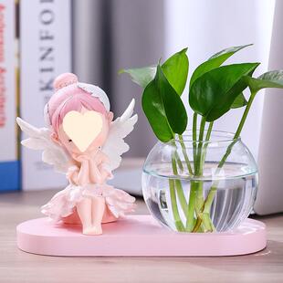 创意花瓶客厅插花小摆件水培植物器皿玻璃水培花器办公桌面装饰品