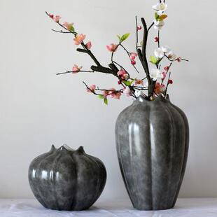 新中式陶瓷石榴花瓶摆件样板房售楼处餐桌茶室插花器家居客厅软装