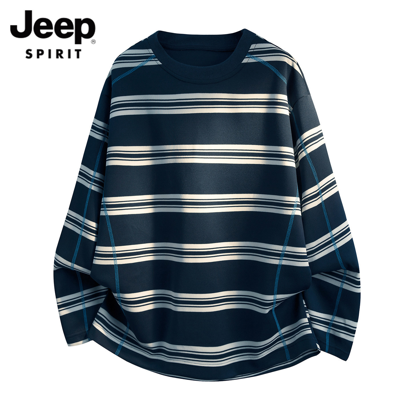 JEEP SPIRIT美式风条纹长袖T恤男士2026秋季新款打底衫休闲风上衣
