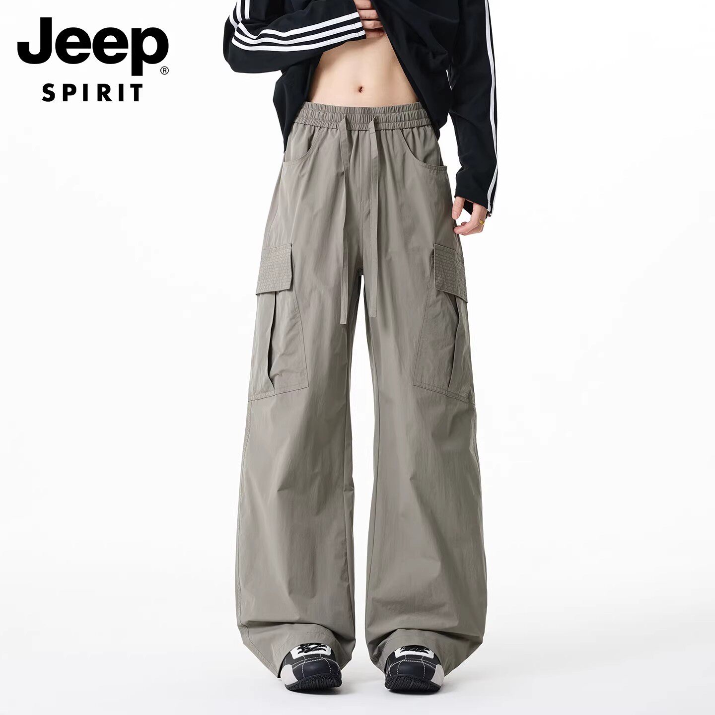 JEEP SPIRIT工装裤男女同款2026夏季宽松伞兵大口袋垂感休闲长裤