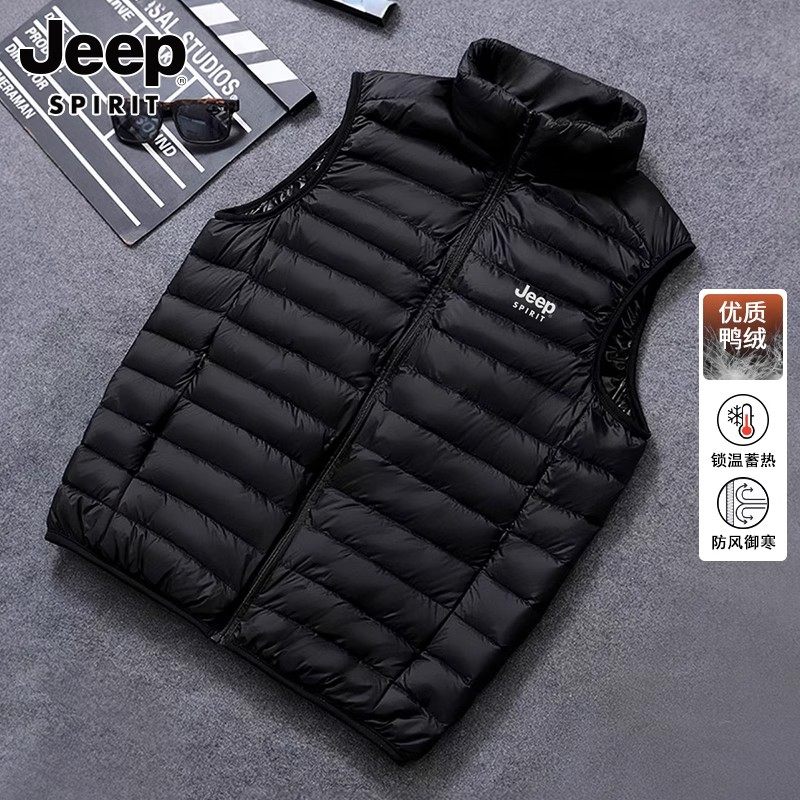 JEEP吉普轻薄羽绒服马甲男2026新款冬季保暖内穿坎肩无袖背心外套