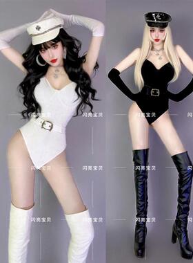 新款性感酒吧gogo白色吊带连体作秀气氛组领舞服ds海军风演出服