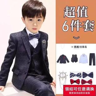 花童男童礼服套装男孩主持人西服冬季加绒钢琴演出服朗诵比赛西装