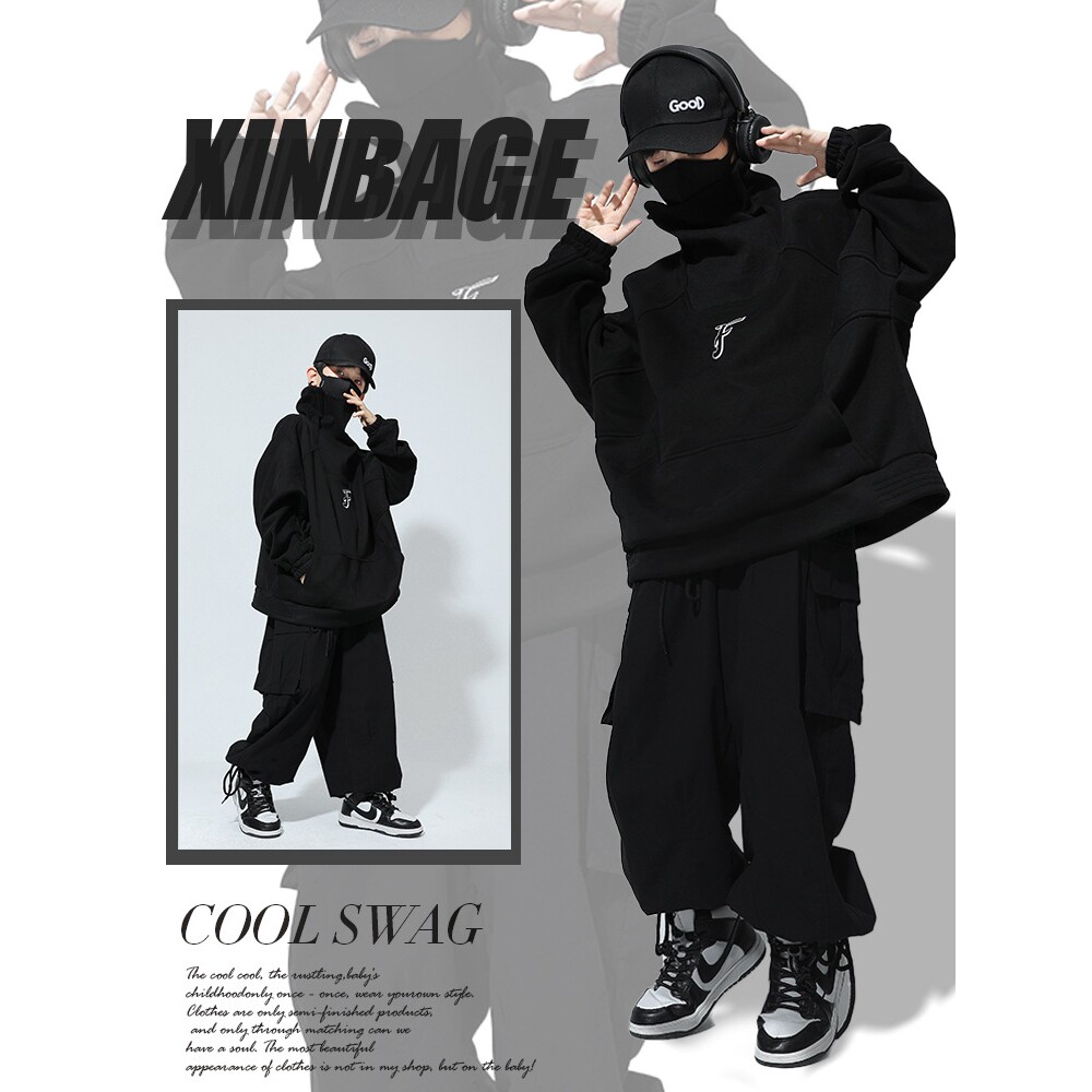 2026新款儿童街舞潮服套装春秋hiphop嘻哈长袖卫衣女童爵士