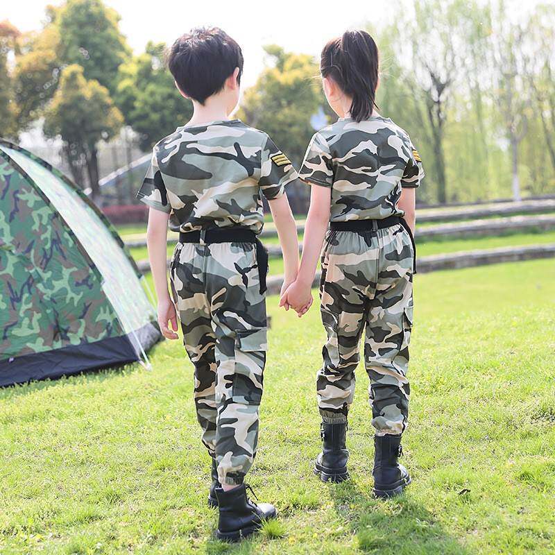 2026新款儿童迷彩服男女童套装幼儿园学生小孩军训服演出服夏季高
