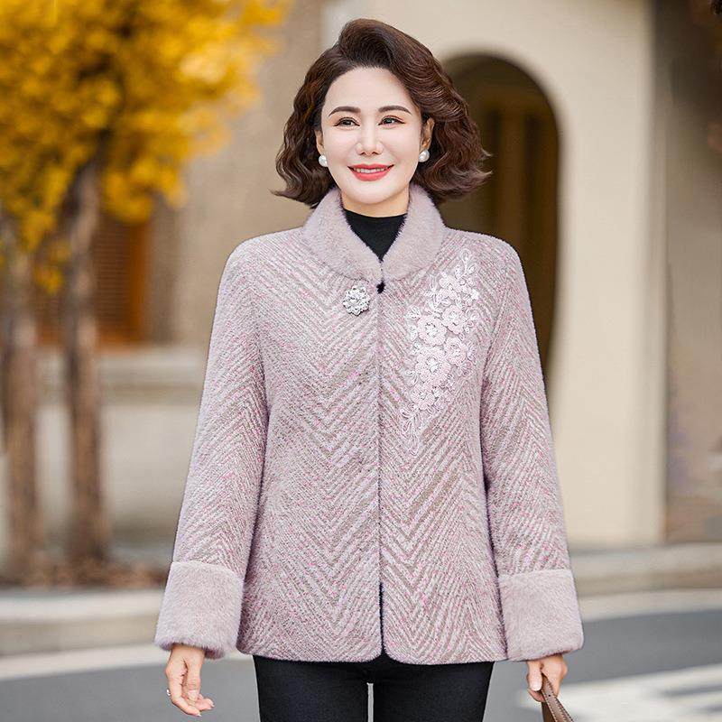 2026新款新中式妈妈装毛呢冬季亮片刺绣国风加绒保暖中老年女,女装/女士精品,棉衣/棉服,淘宝优惠券,粉丝福利购,淘宝优惠卷