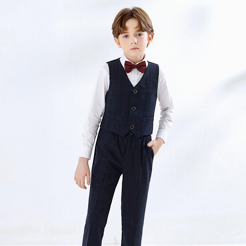 2026新款花童男童马甲礼服套装儿童小西装西服男孩英伦风钢琴演出