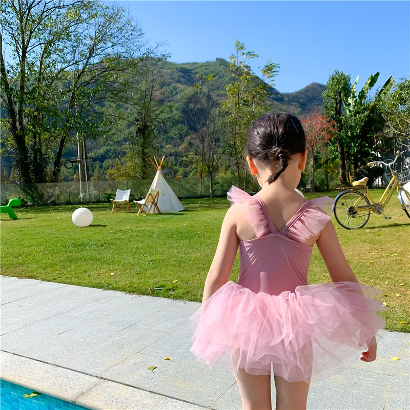 2026新款儿童泳衣童装夏季韩版女童连体公主裙粉色 连体衣纱裙T"