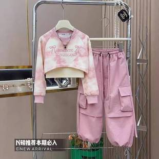 2026新款女童时髦套装春秋潮儿童时尚秋装中大童工装裤三件套