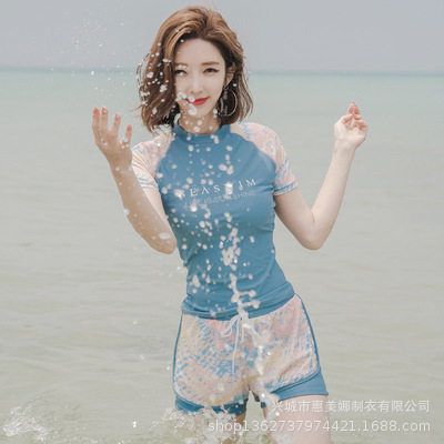 2026新款汐诗威分体透气清爽修身短袖平角裤女士泳衣两件套高品质