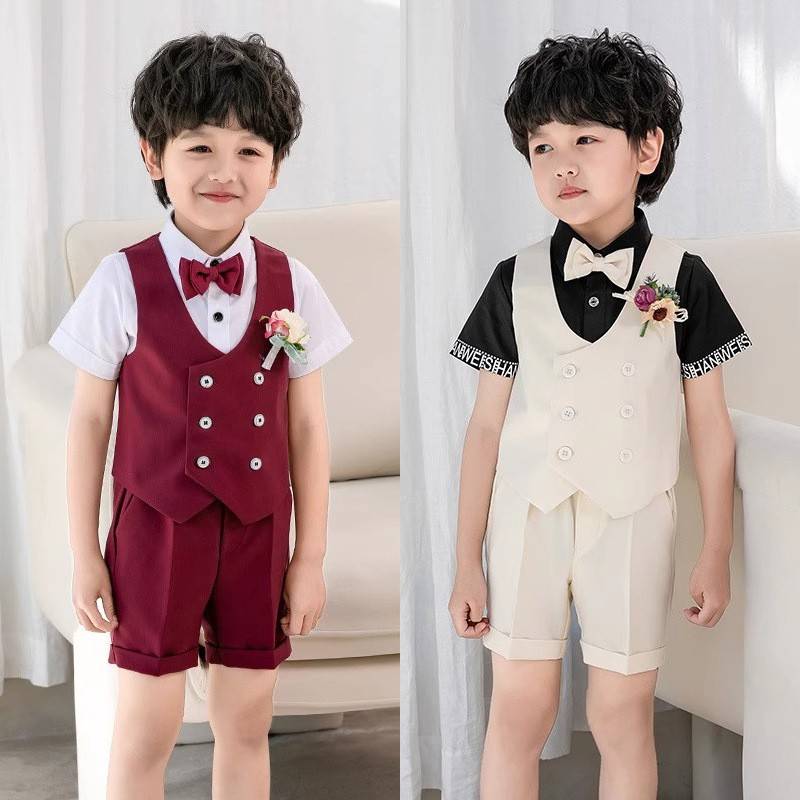 2026新款儿童西装礼服春款套装花童婚礼服宝宝周岁生日西服男童演