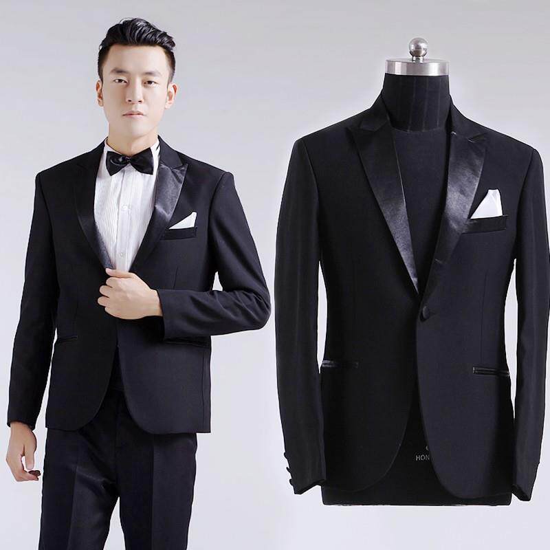 2026新款男装舞台大合唱演出服西装套装黑色主持人晚礼服歌手