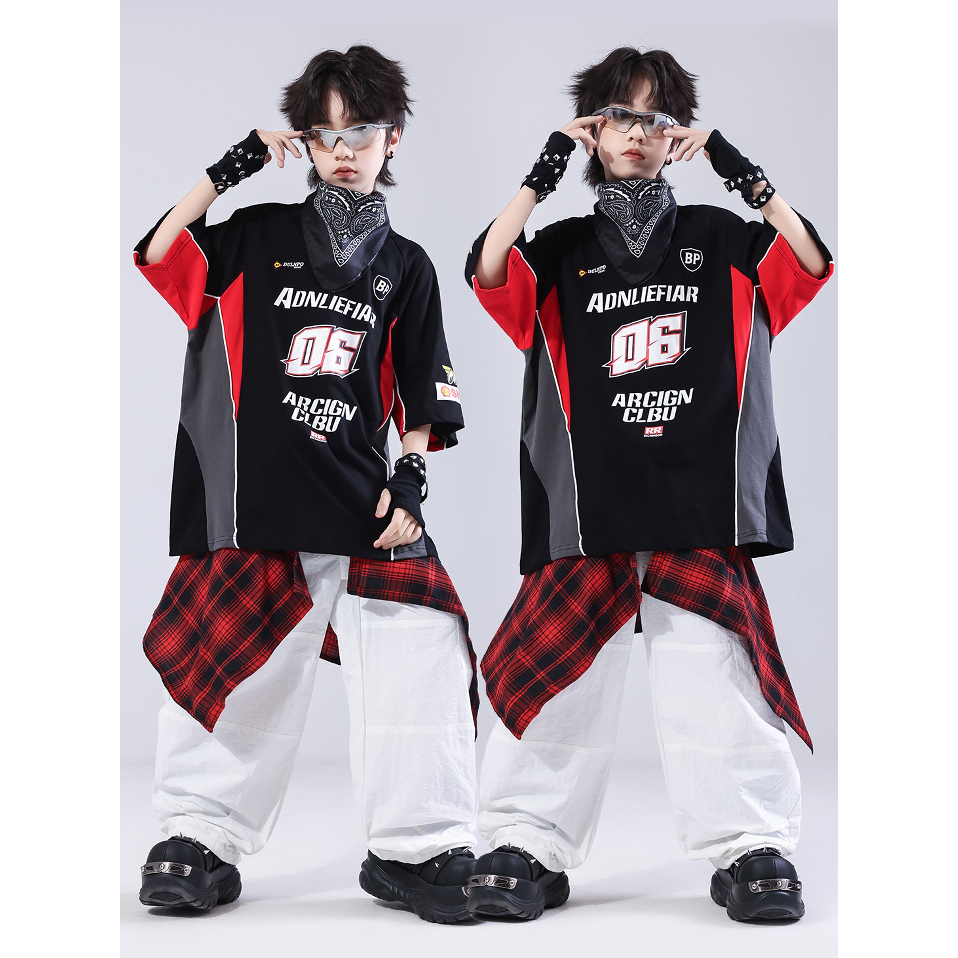 2026新款街舞儿童潮服hiphop童装架子鼓演出服男童嘻哈套装