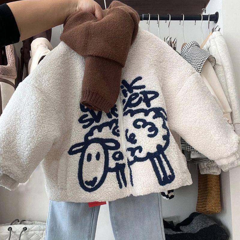 2026新款女童冬季小羊卡通羊羔绒外套女宝宝加绒加厚外穿时髦,童装/婴儿装/亲子装,儿童运动套装,淘宝优惠券,粉丝福利购,淘宝优惠卷