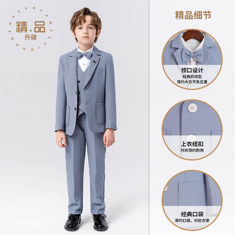2026新款儿童礼服帅气男童英伦绅士风西装套装中小童小西服钢