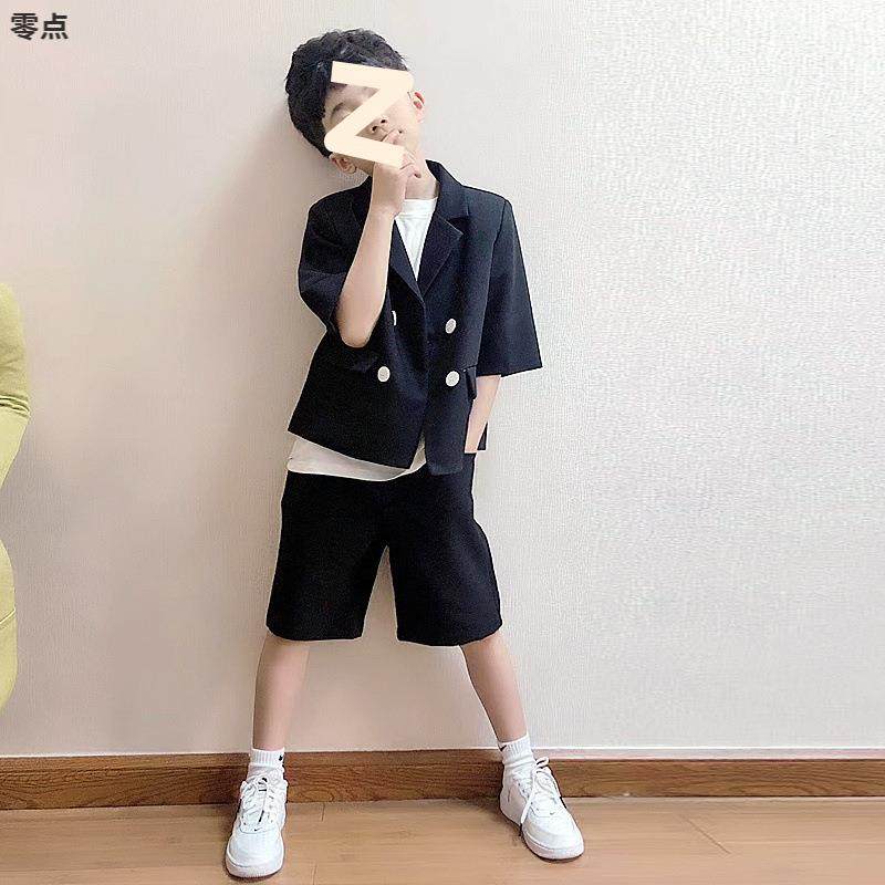 2026新款男童西装套装夏季帅气短袖宝宝休闲女孩小西装礼服儿