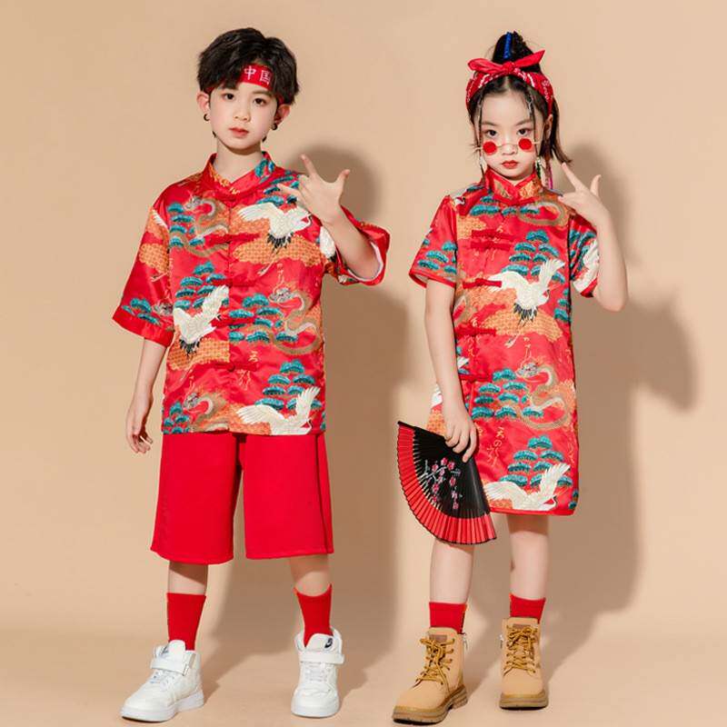 2026新款六一儿童合唱演出服幼儿园毕业照中国风唐装旗袍礼服主持