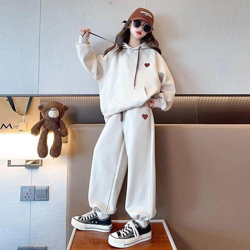 2026新款女童套装加绒加厚秋冬款小女孩运动刺绣爱心连帽卫衣,童装/婴儿装/亲子装,儿童运动套装,淘宝优惠券,粉丝福利购,淘宝优惠卷