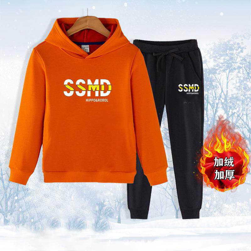 2026新款一件儿童冬季套装男童加绒加厚卫衣长裤两件套小