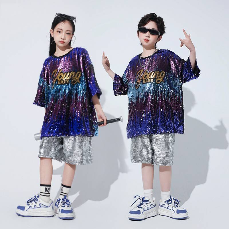 2026新款六一儿童表演服装合唱演出服街舞潮服啦啦队男童亮片舞蹈