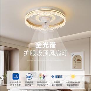 全光谱水晶摇头风扇吸顶灯现代简约餐厅儿童房静音房间卧室风扇灯