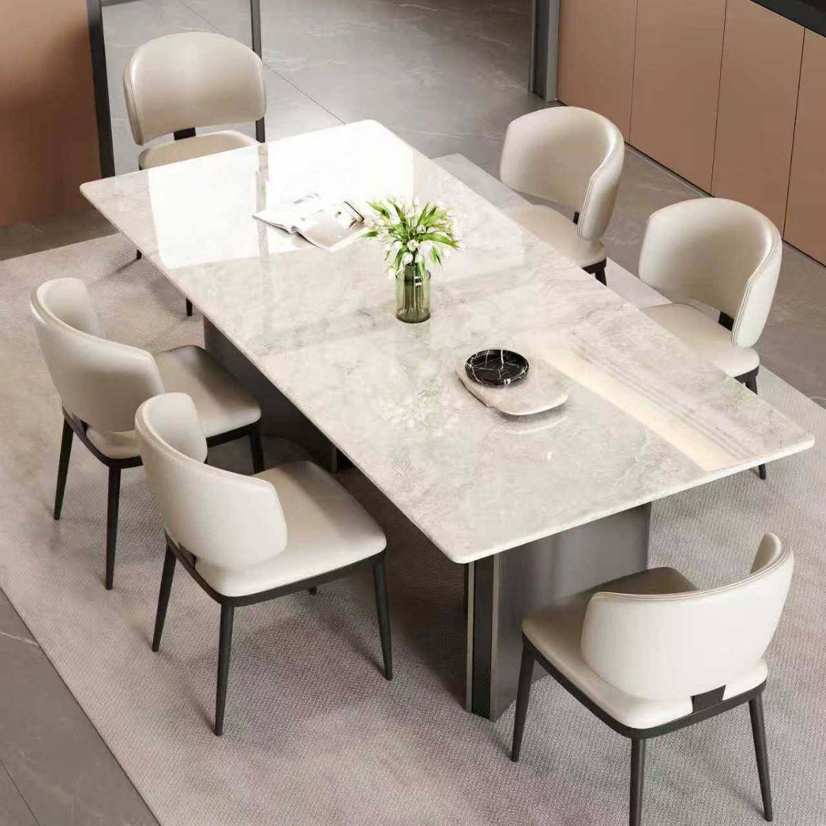 轻奢大理石餐桌简约长方形家用餐桌椅组合小户型锈钢吃饭桌,住宅家具,大理石餐桌,淘宝优惠券,粉丝福利购,淘宝优惠卷