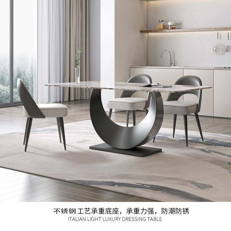 意式轻奢岩板餐桌家用大小户型现代简约客厅长方形餐桌椅组合,住宅家具,岩板餐桌,淘宝优惠券,粉丝福利购,淘宝优惠卷