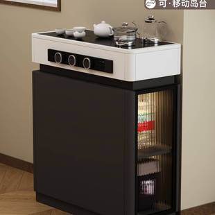 可移动单独岛台柜家用独立带茶台自动上水烧水壶餐边储物柜可定