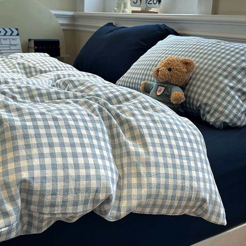 软糯水洗棉条格无印混搭三件套四件套床被套床笠学生宿舍三件套批,3C数码配件,其它配件,淘宝优惠券,粉丝福利购,淘宝优惠卷