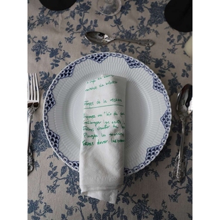 唐草祥云纹花边圆盘法式10寸平盘釉下彩贴画小清新餐具