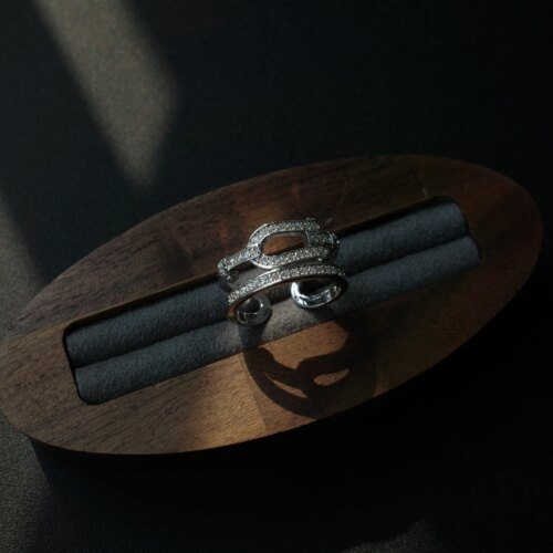 ZeroKo vintage锁头中古重工钻戒戒指小众设计感食指戒粗手显细